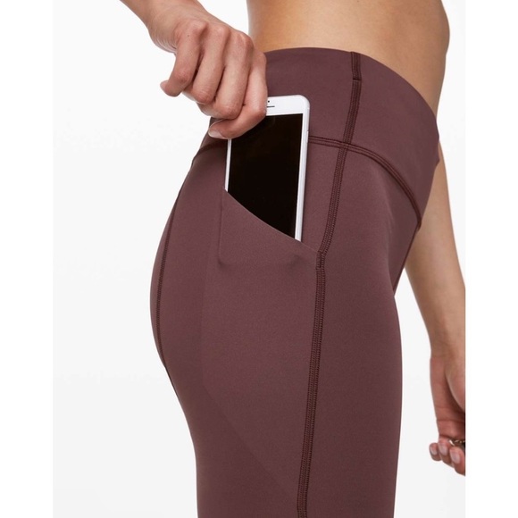 LULULEMON Pace Rival Crop *22" Running Workout Leggings in Cherry Cola Size 2 - Picture 5 of 16